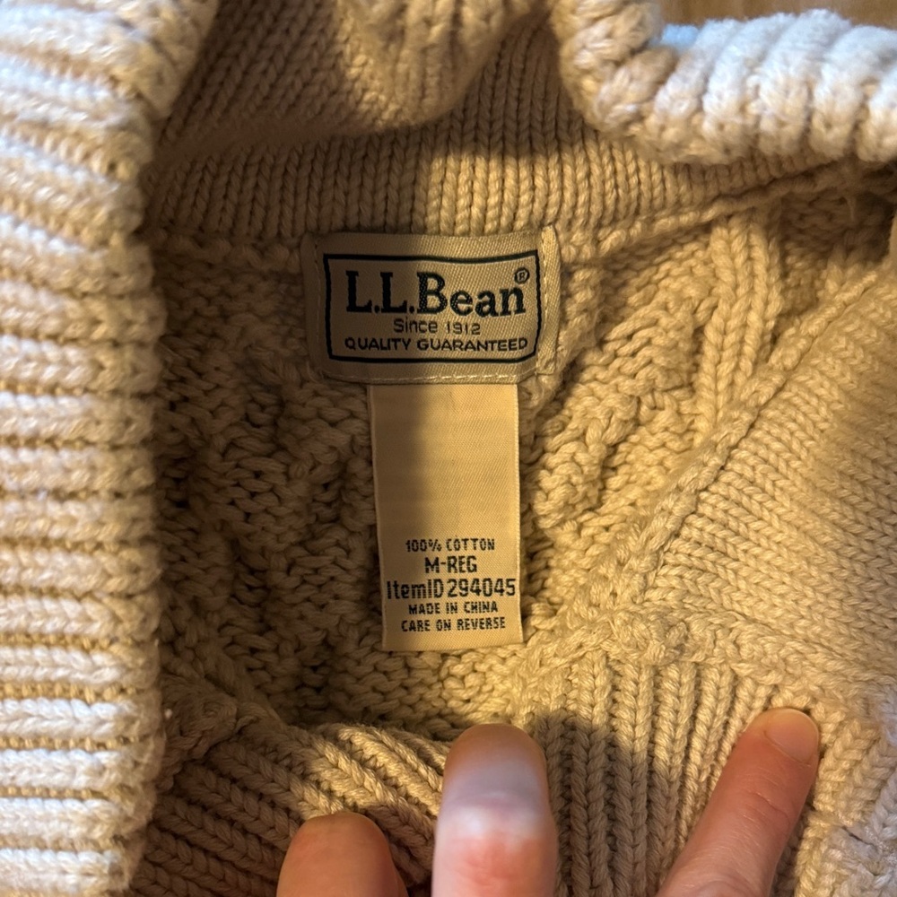 LL Bean Cream fishman men’s sweater - Picture 3 of 7